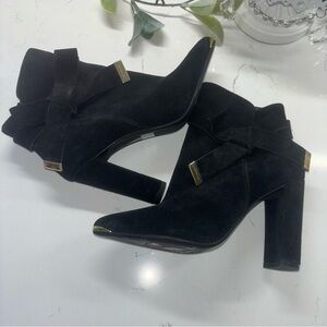 Ted Baker Black Suede Heel - Ankle Boots, Tie-Up, Bow, Size 6